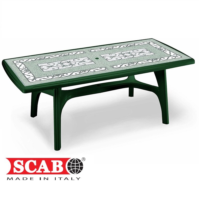 SCAB TAVOLO MOD. PRESIDENT 2000 VERDE DECORATO 200X95
