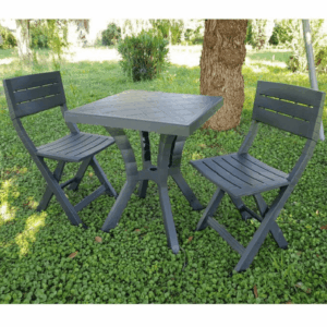 SET DUETTO ELITE TAVOLINO E 2 SEDIE ANTRACITE