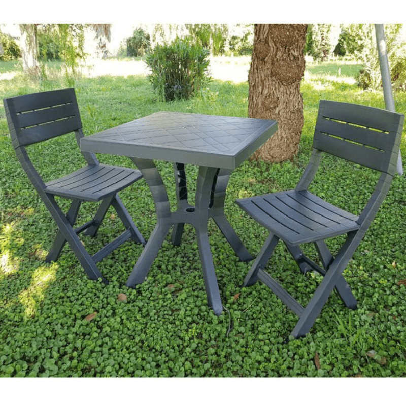 SET DUETTO ELITE TAVOLINO E 2 SEDIE ANTRACITE