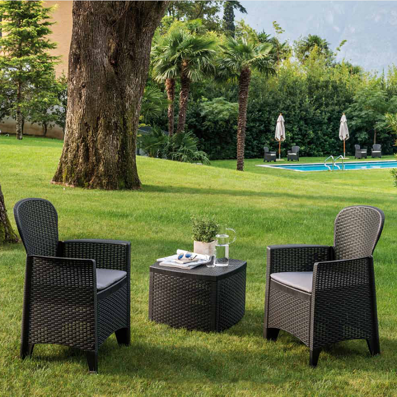SET TREE SALOTTINO DUE POLTRONE E TAVOLINO ANTRACITE - immagine 2
