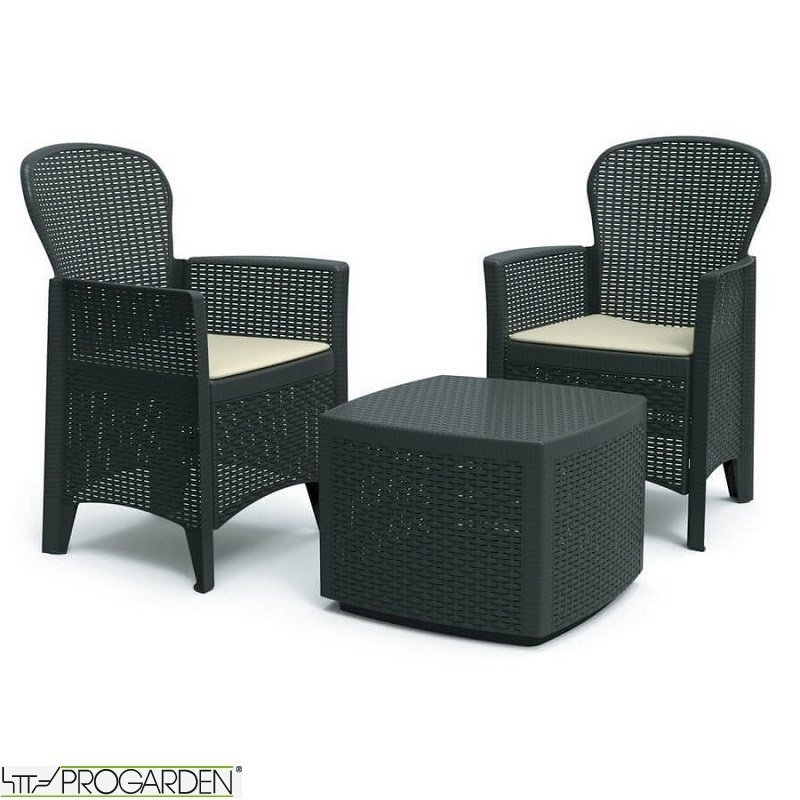 SET TREE SALOTTINO DUE POLTRONE E TAVOLINO ANTRACITE