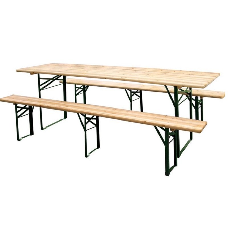 SET BIRRERIA IN LEGNO PANCA TRE GAMBE 220X70