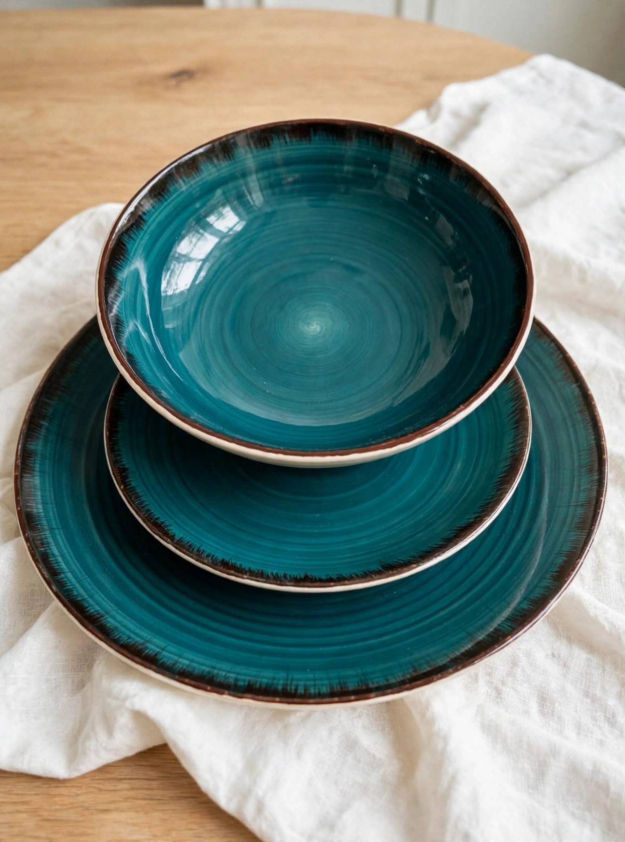 SERV. PIATTI 18 PEZZI IN CERAMICA PETROLIO