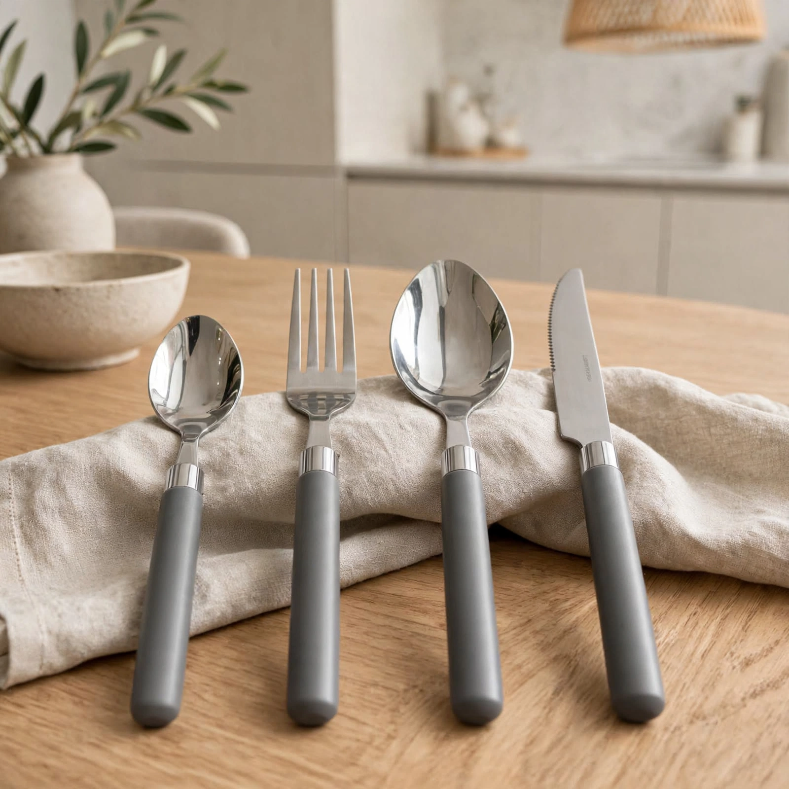 KASAVIVA 24 POSATE INOX C/MANICO IN ABS GRIGIO