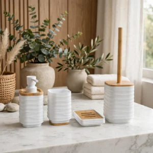 FERIDRAS LINEA DA BAGNO "ALABAMA" IN ABS E BAMBOO BIANCO