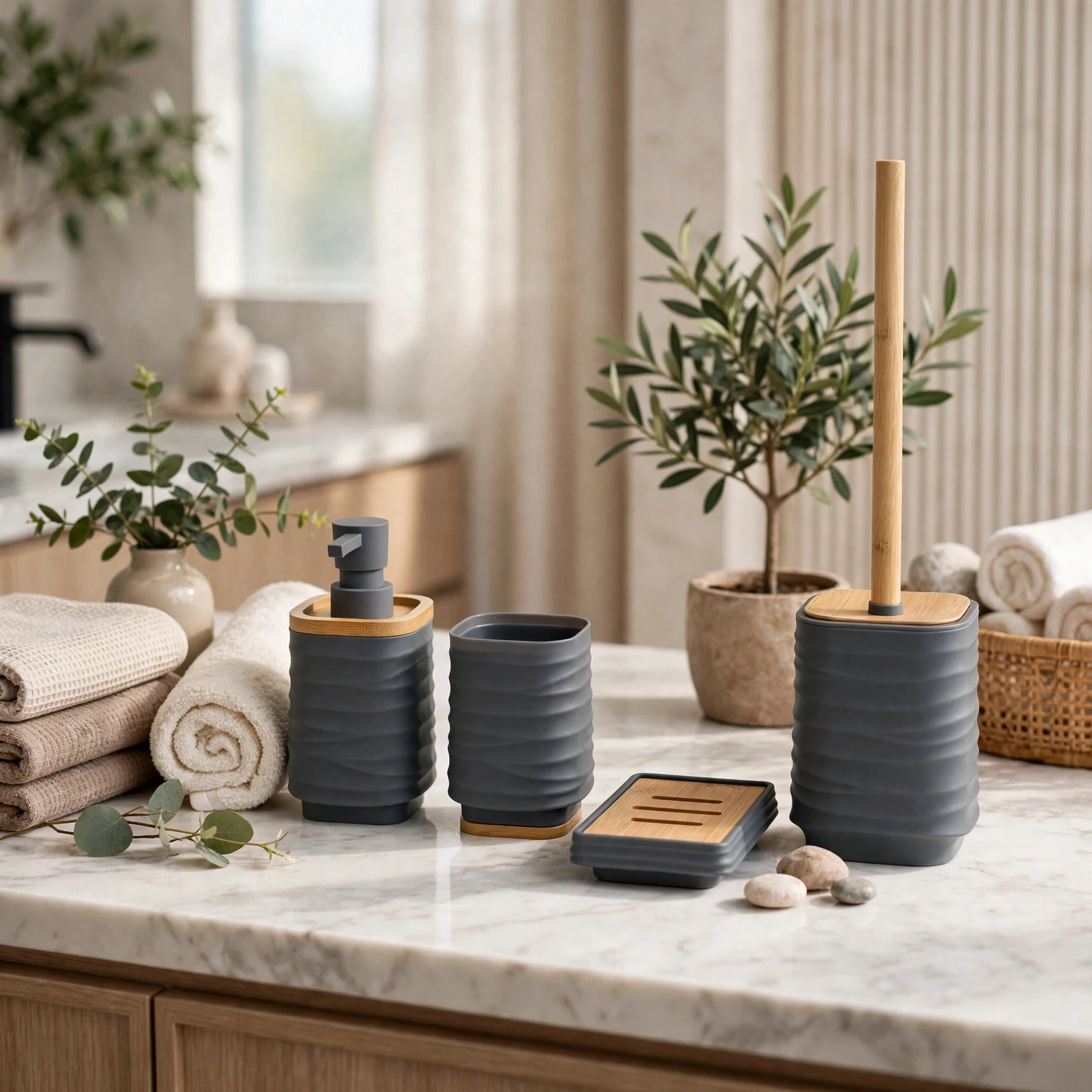 FERIDRAS LINEA DA BAGNO "ALABAMA" IN ABS E BAMBOO GRIGIO