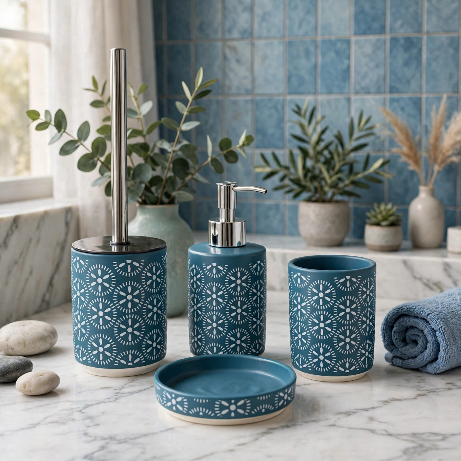 FERIDRAS LINEA DA BAGNO "DALLAS" IN CERAMICA BLU