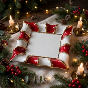CENTROTAVOLA CERAMICA ROSSO/BIANCO