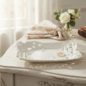 L'ARTE DI NACCHI VASSOIO IN CERAMICA BIANCO