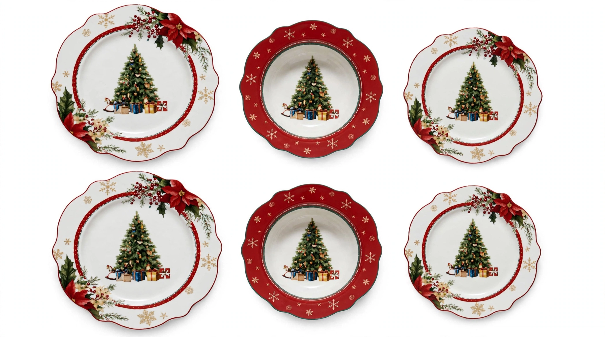 SERV PIATTI 18 PZ IN PORCELLANA "MERRY TREE"
