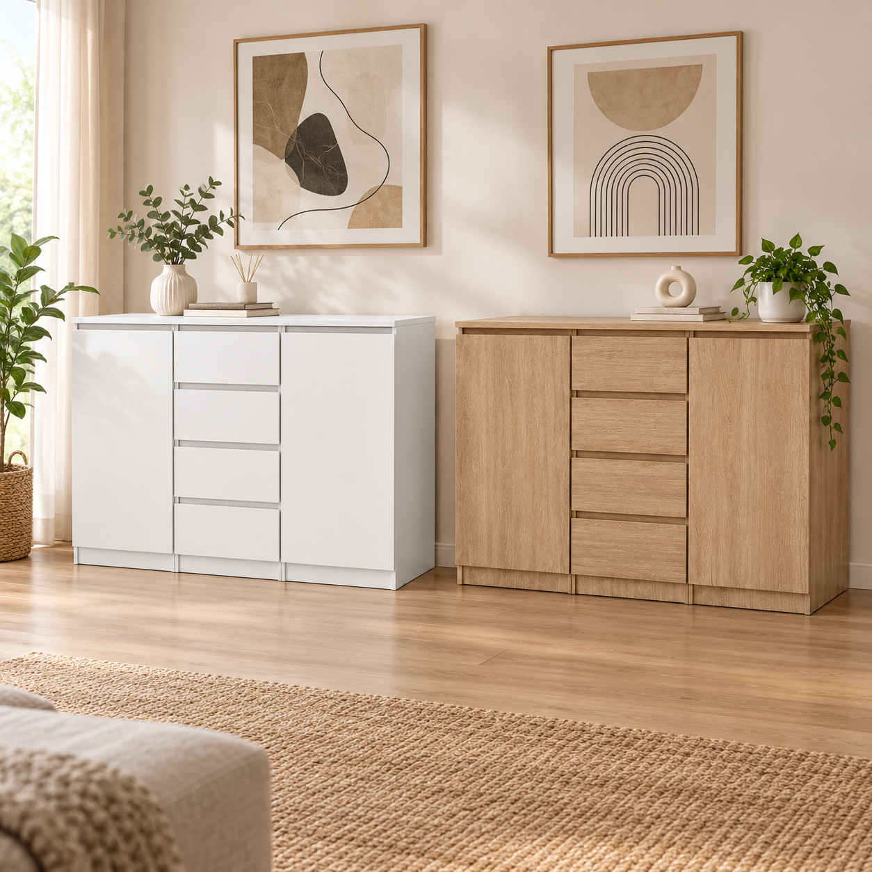 KIT CREDENZA DUE ANTE E 4 CASSETTI