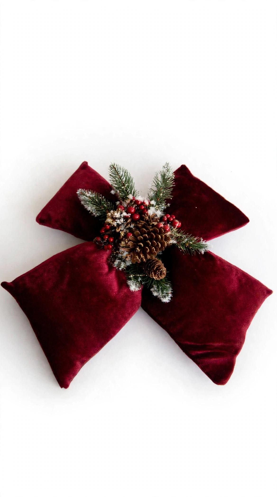 FIOCCO VELLUTO BORDEAUX DECORATO PIGNE BACCH.
