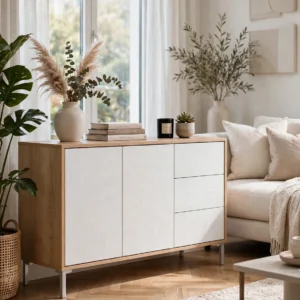 KIT CREDENZA "BOOKLIN" ROVERE/BIANCA