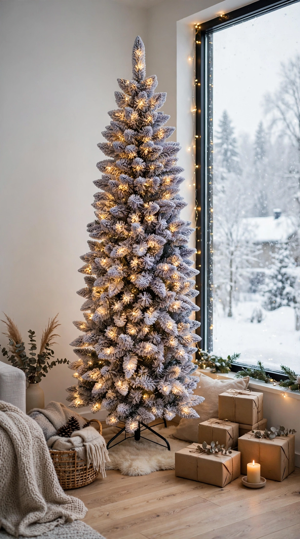 ALBERO DI NATALE SLIM "GRAN PARADISO" INNEVATO 180 CM