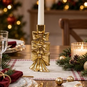 PORTA CANDELE "FIOCCO" ORO