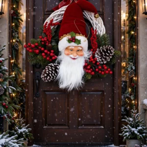 FUORIPORTA IN VIMINI BIANCO " BABBO NATALE"