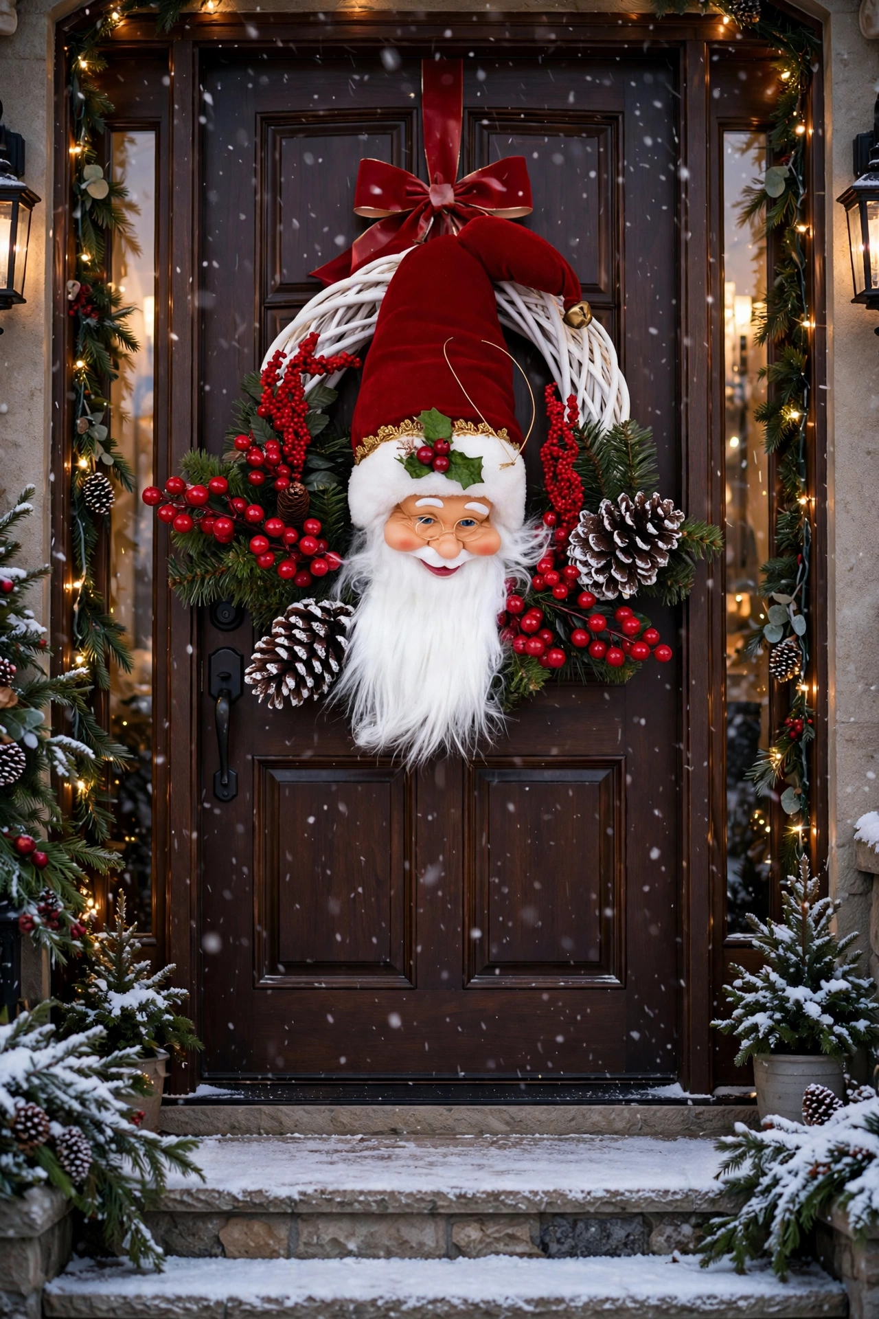 FUORIPORTA IN VIMINI BIANCO " BABBO NATALE"