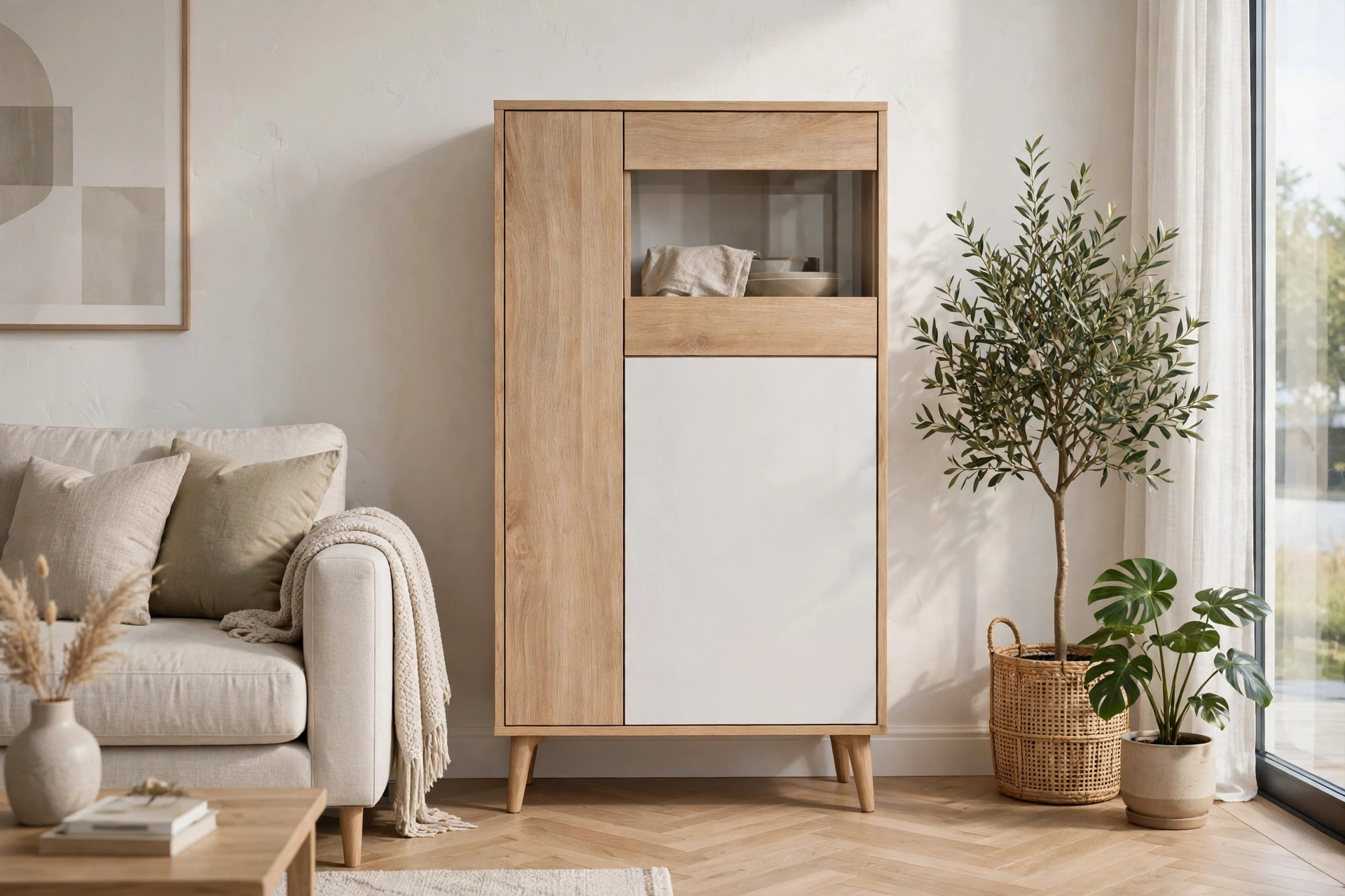 KIT MOBILE CON VETRINETTA BIANCO/ROVERE