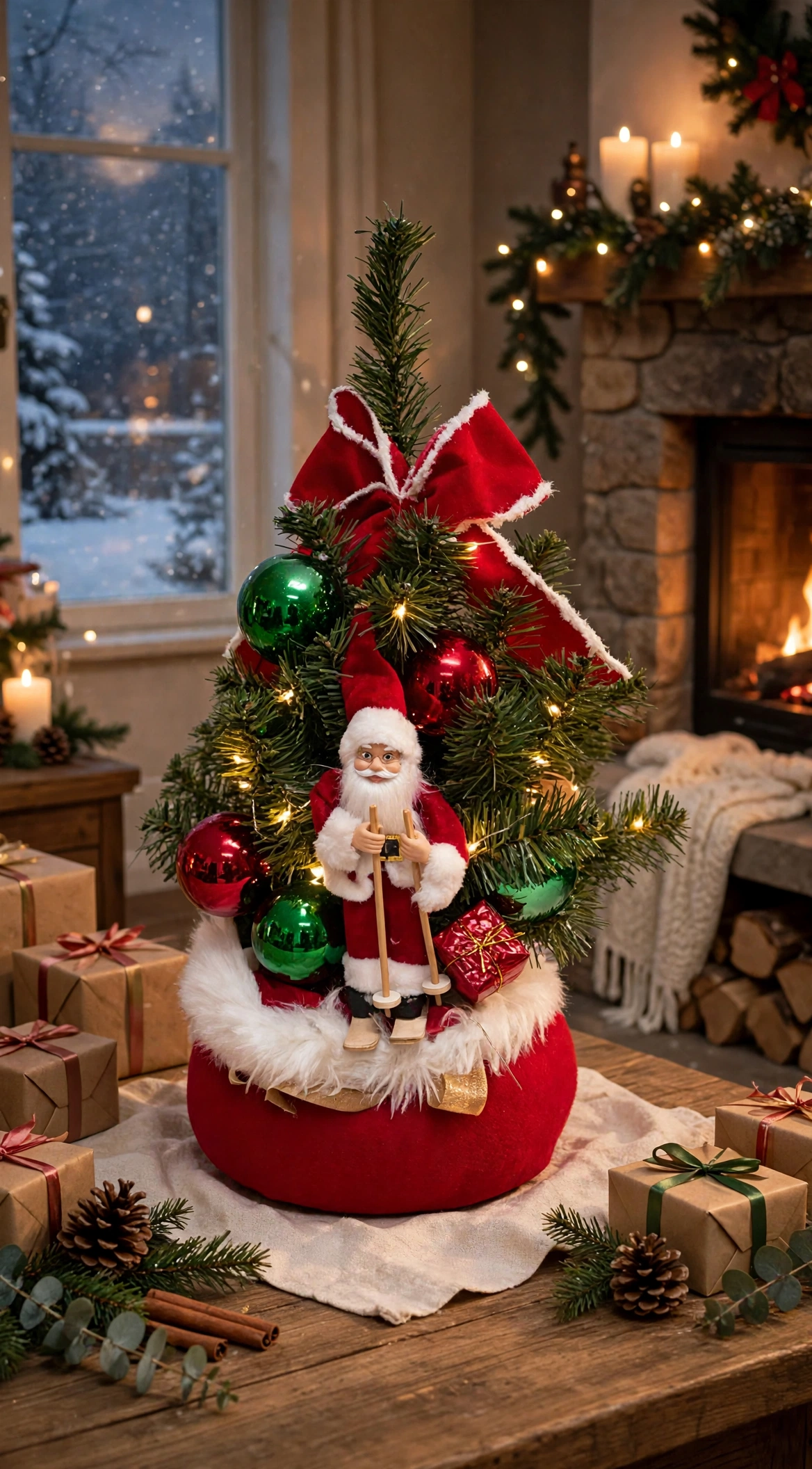 ALBERO DI NATALE CON DECORI E LUCI