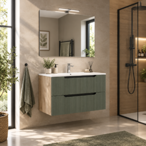 MOBILE DA BAGNO "CANNET" ROVERE/VERDE 80 CM