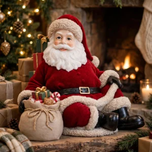 BABBO NATALE IN VELLUTO SEDUTO