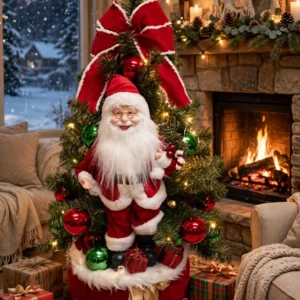 ALBERO DI NATALE CON LUCI E DECORI
