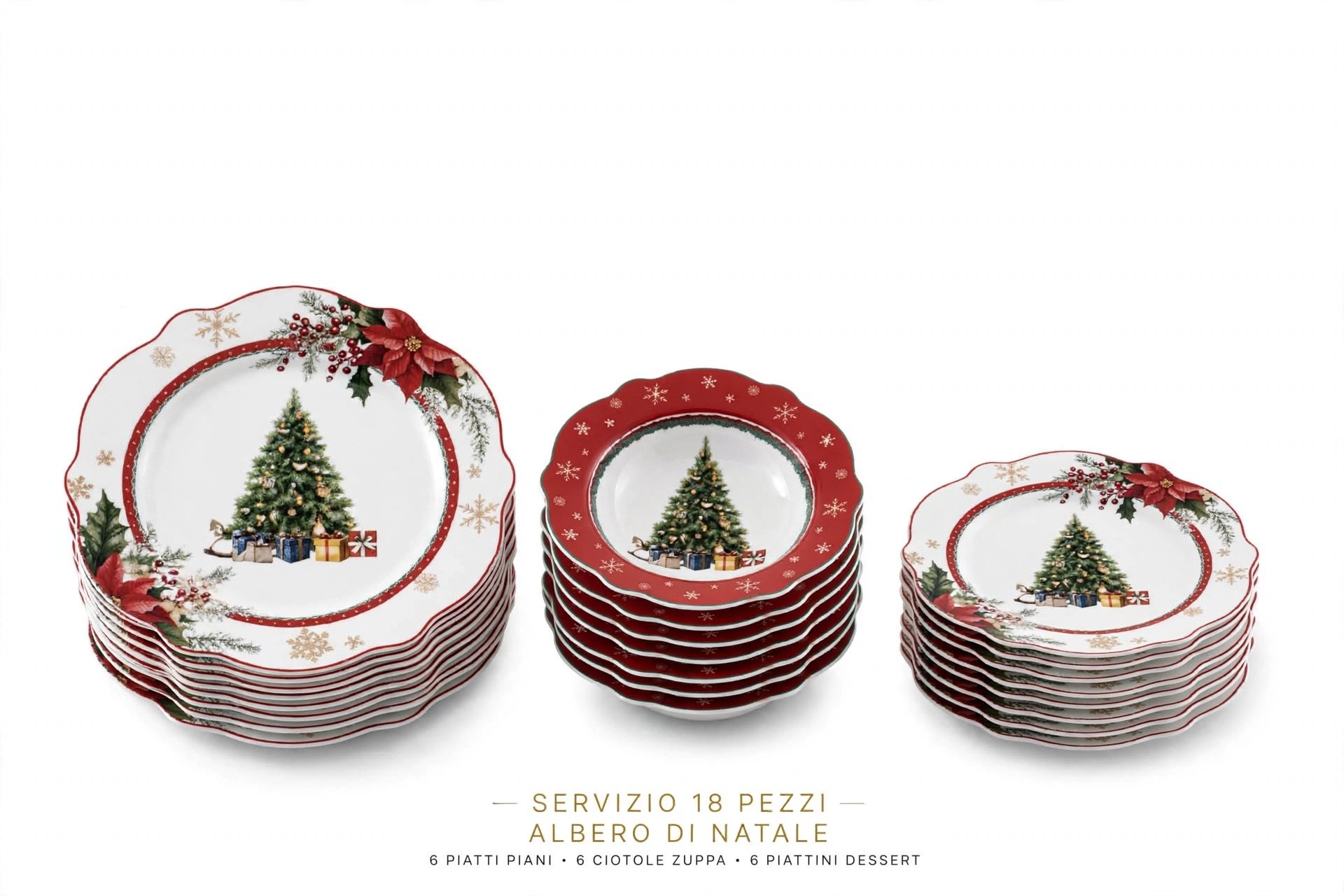 SERV PIATTI 18 PZ IN PORCELLANA "MERRY TREE"