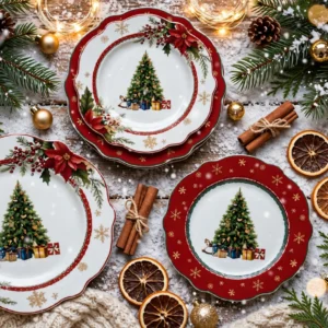 SERV PIATTI 18 PZ IN PORCELLANA "MERRY TREE"