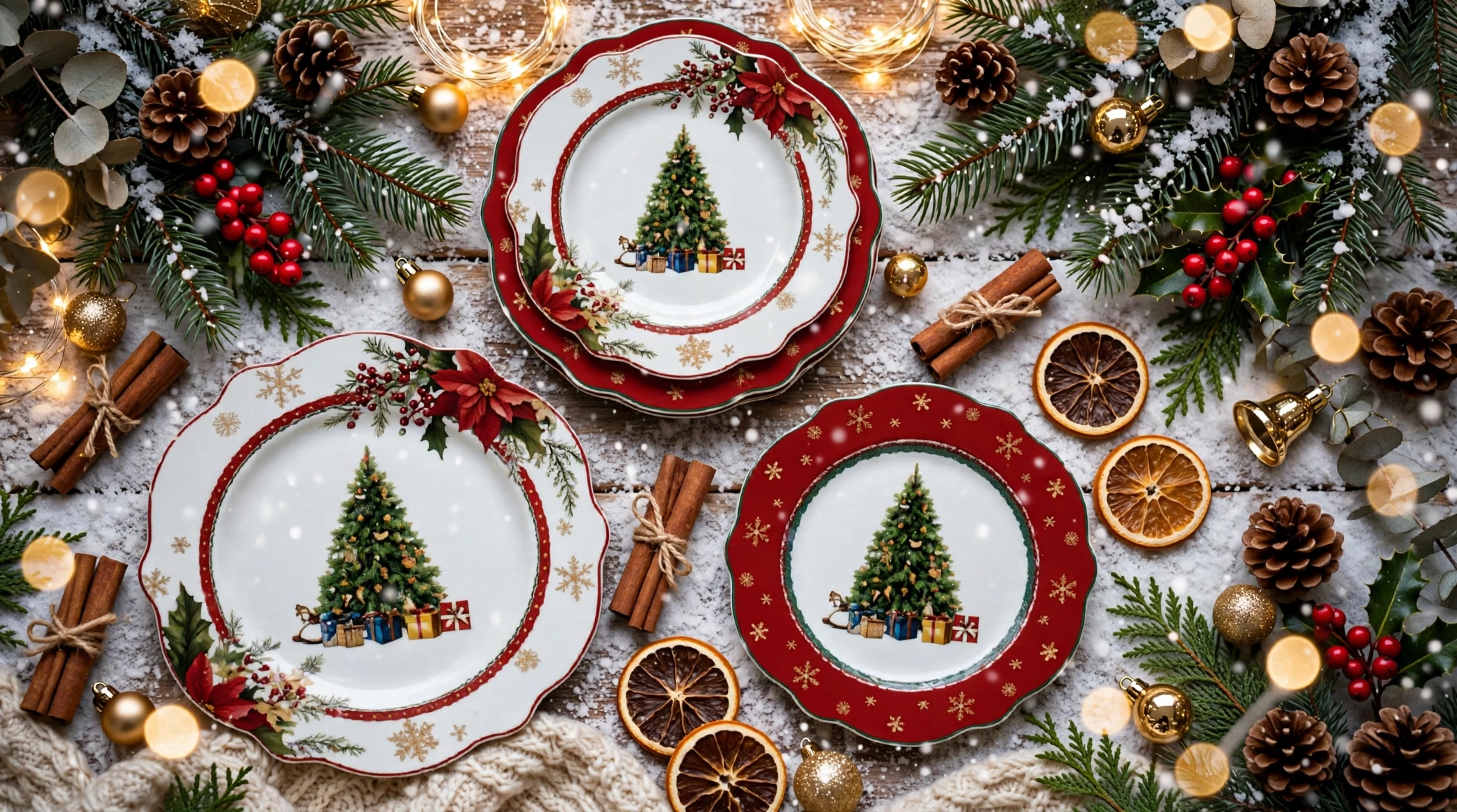 SERV PIATTI 18 PZ IN PORCELLANA "MERRY TREE"